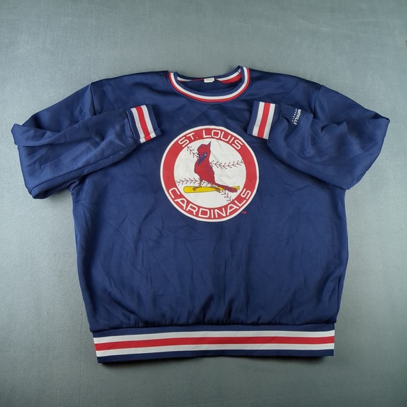 MLB Other - St. Louis Cardinals Pullover Mens XL Blue MLB Crewneck Sweatshirt Striped Trim